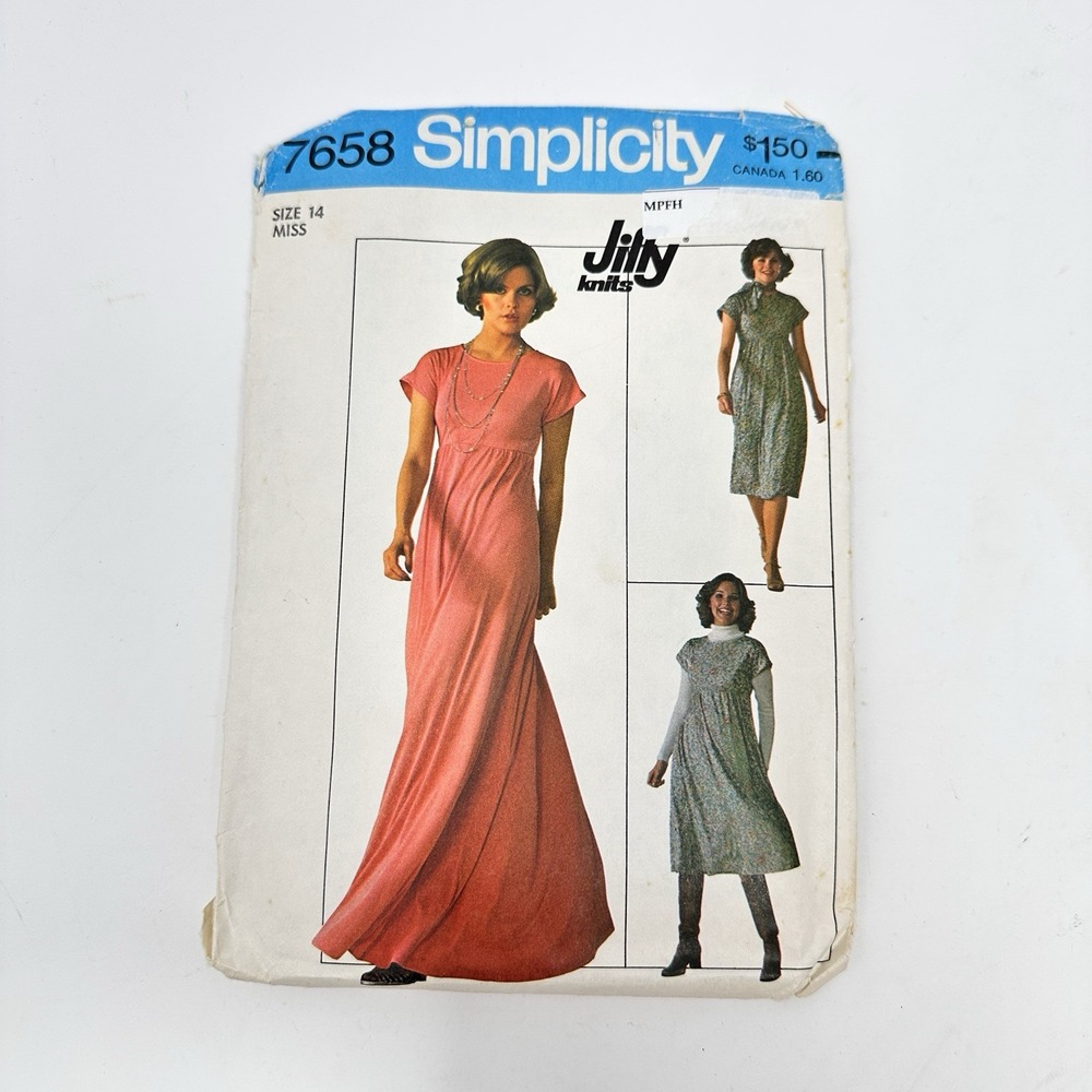Simplicity 7658 Vintage 70s Dress Jumper Sewing Pattern Misses Size 14 UNCUT